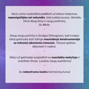 Sal Rachele kursai Atsiliepimai 2025